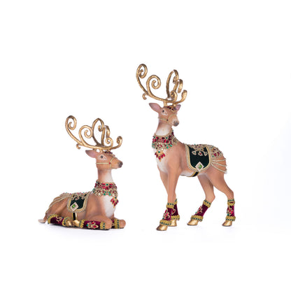 Katherine's Collection 2024 Christmas Castle Deer Assrt. Of 2, 15-Inch Table Top