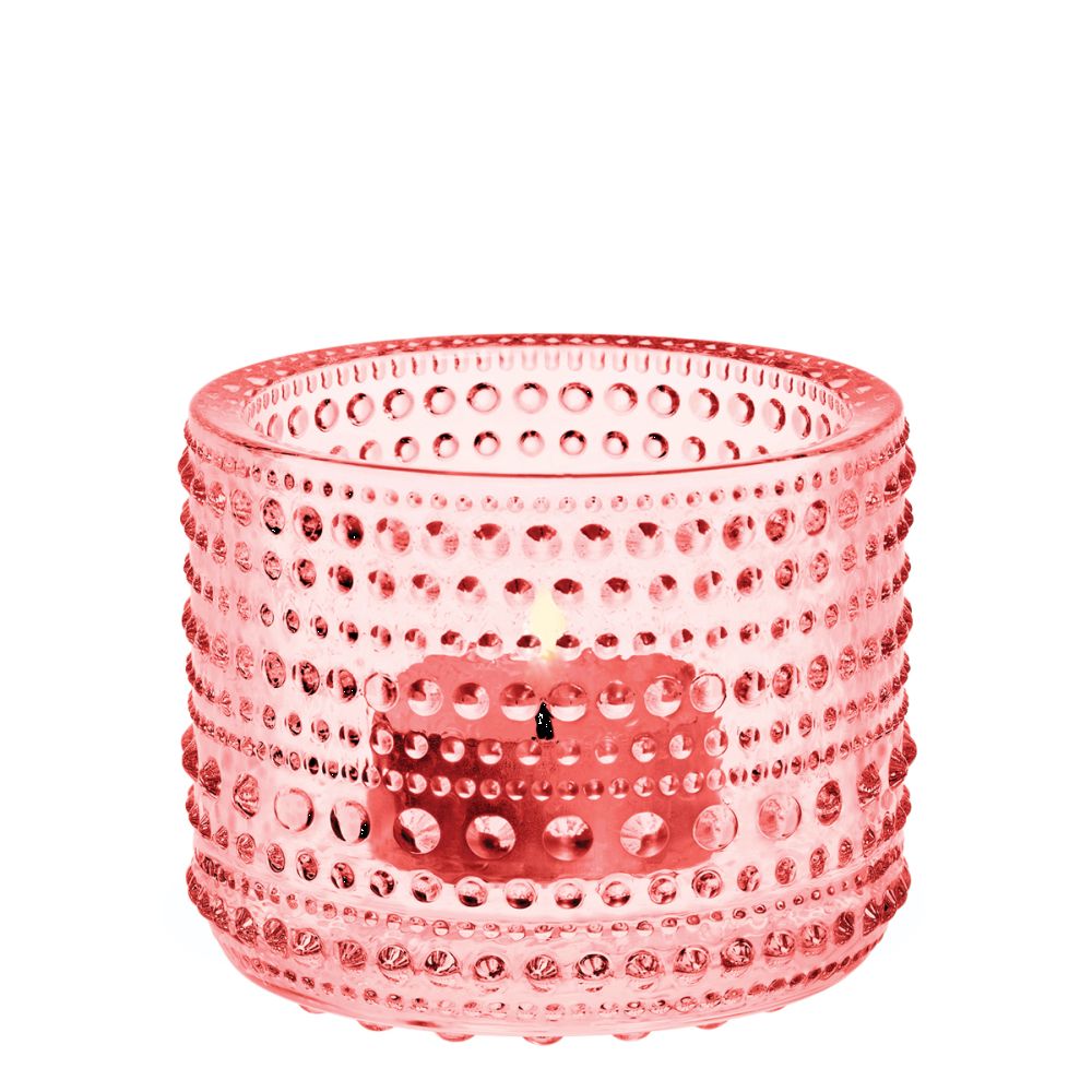 Iittala Kastehelmi Tealight Candleholder, Salmon Pink, 2.5 inches, Glass