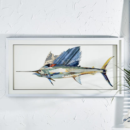 Two's Company Swordfish Paper Collage Wall Art