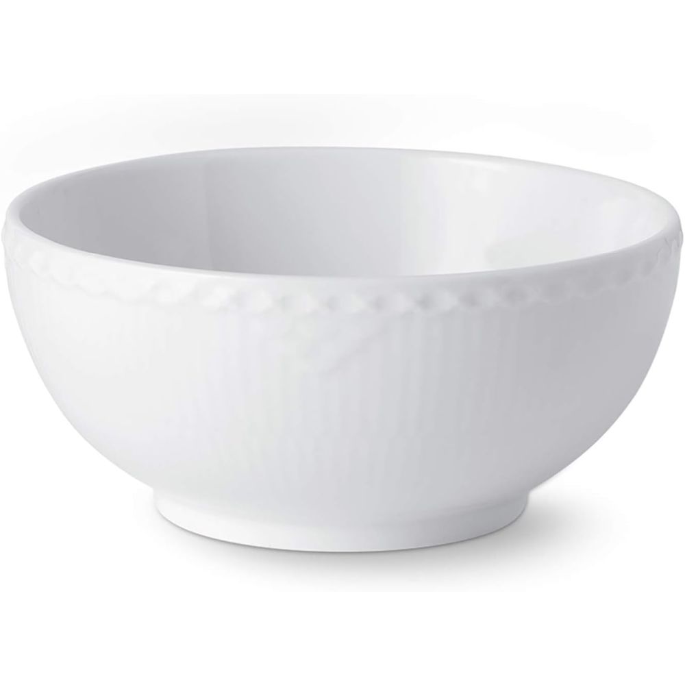 Royal Copenhagen White Fluted Half Lace Bowl, 1.5 Pint, White, Porcelain