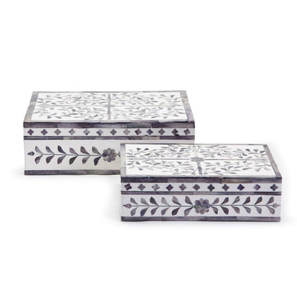 Two's Company Jaipur Palace Set Of 2 Gray/Wht Cover Box