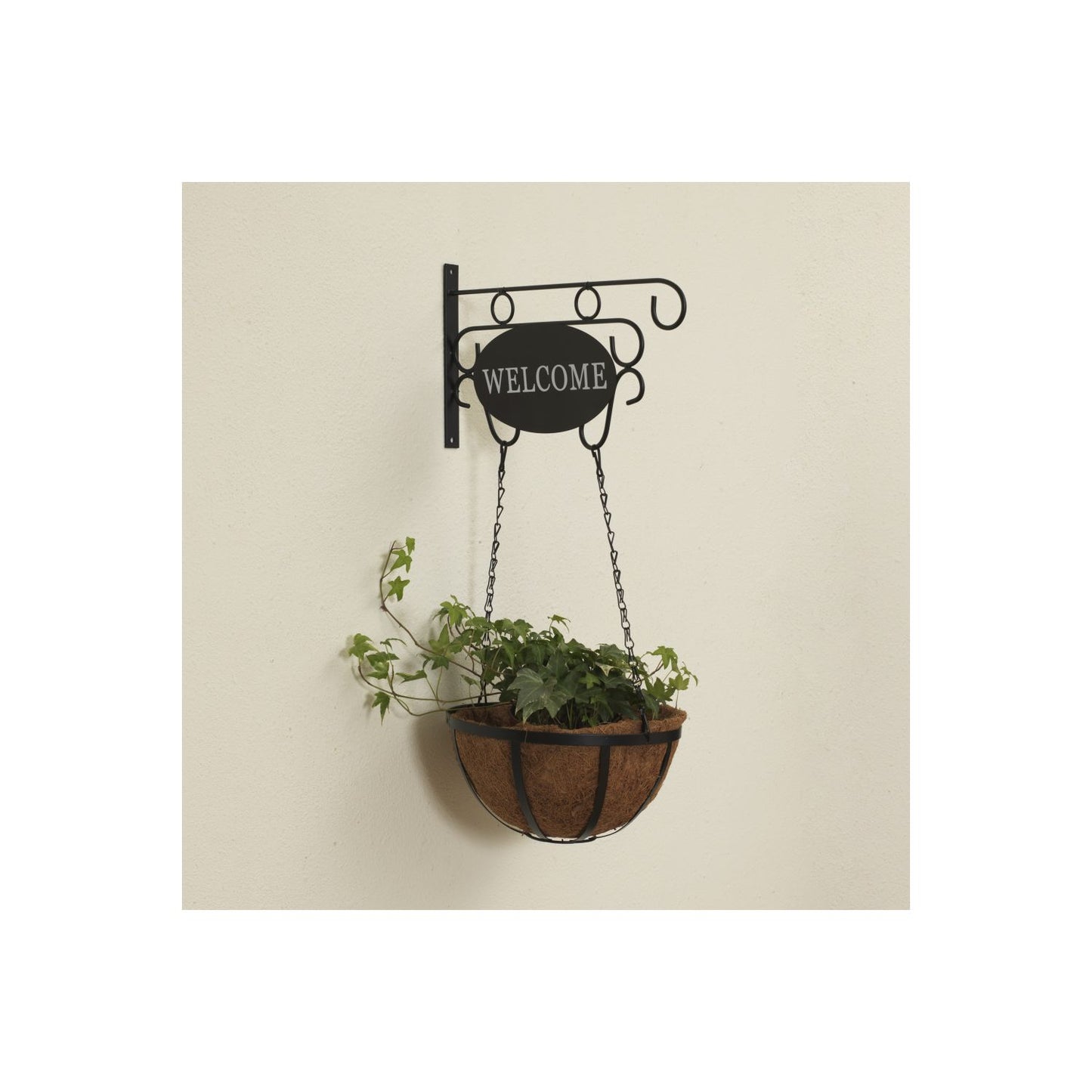 Gerson Company 10"D Coco Hanging Basket W/ Welcome Hook