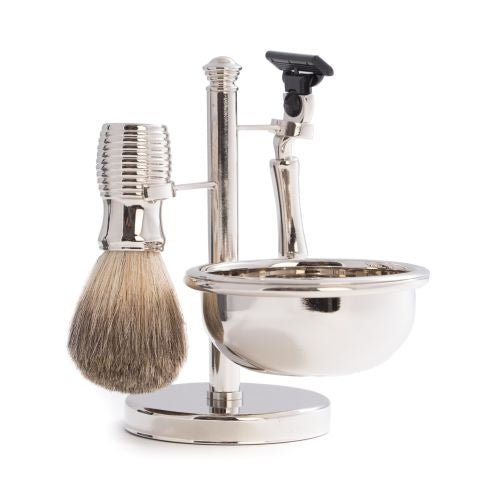 Razor & Pure Badger Brush With Soap Dish On Stand