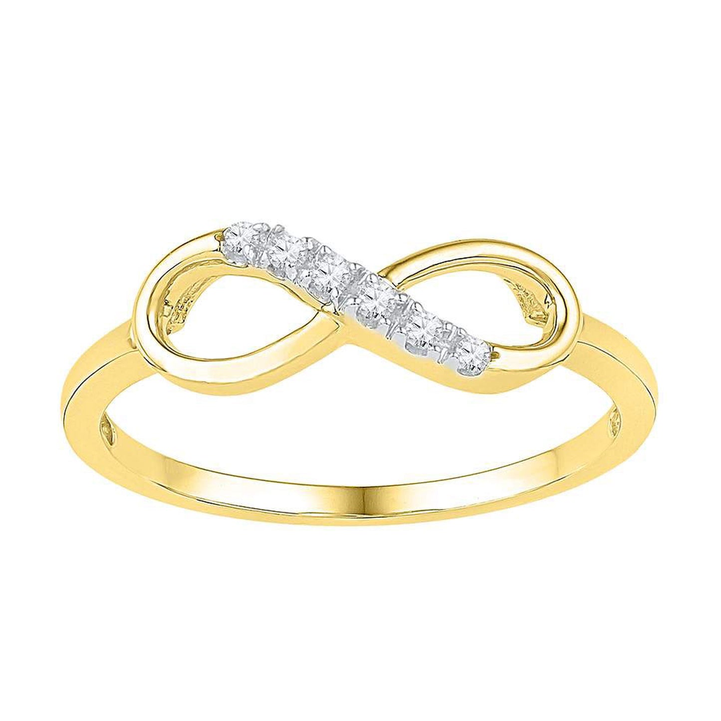 GND 10Kt Yellow Gold Womens Round Diamond Infinity Ring 1/20 Cttw