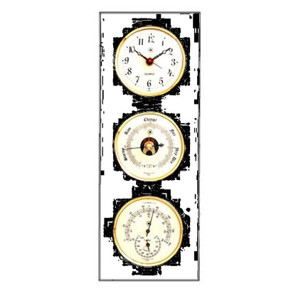 Quartz Clock, Barometer, Thermometer & Hygrometer, Mahogany