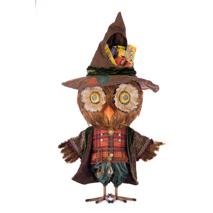 Broomstick Acres 2024 Ozzy The Owl Candy Container, 33.5-Inch Table Top