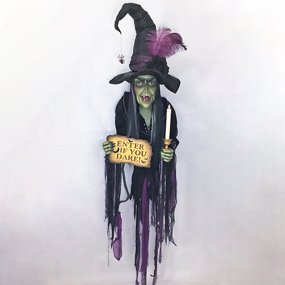 Katherine's Collection 2020 Haunted Halloween Ball Witch Wall Piece Black Resin