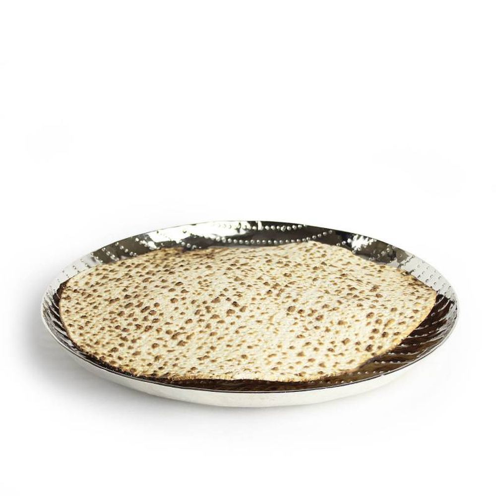 Quest Collection Round Metal Matzah Tray