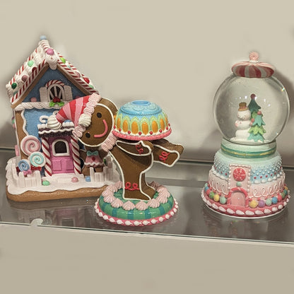 December Diamonds North Pole Sweet Shoppe Blue Candy Gingerbread House Figurine