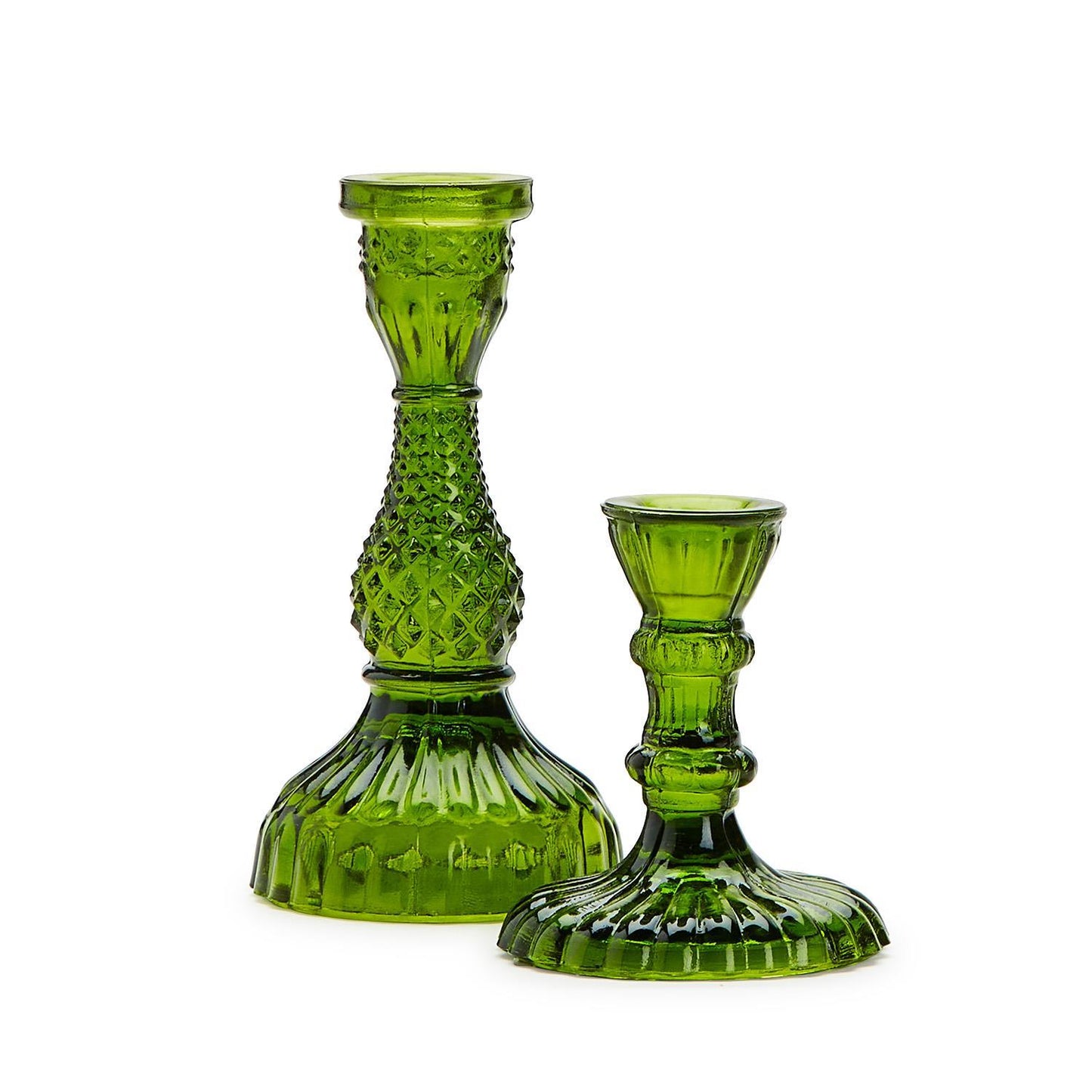 Two's Company 12-Peices Casa Verde Glass Candlestick Includes 2 Sizes