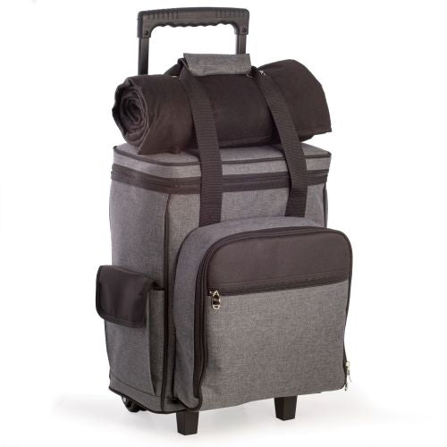 Bey Berk Black and Gray 4 Person Poly Canvas Picnic Trolley