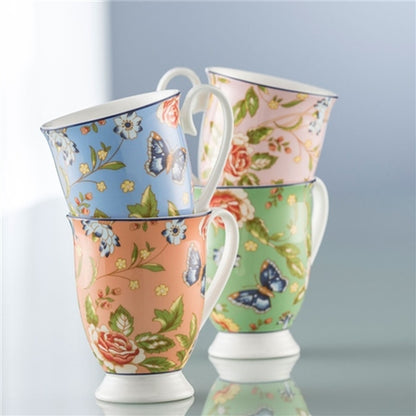 Aynsley Cottage Garden Footed Mugs, Set of 4, Multicolor, Porcelain