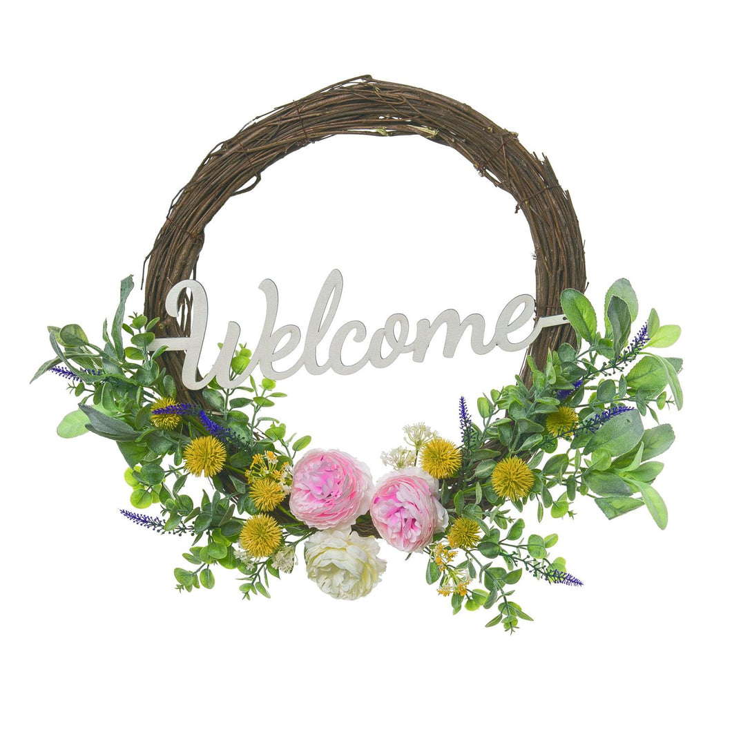 Transpac Twig Spring Welcome Wreath