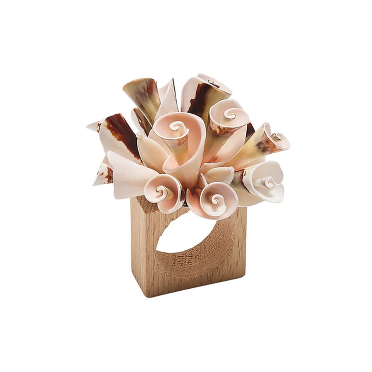 Kim Seybert Seashell Burst Napkin Ring in Ivory & Natural, Set of 4