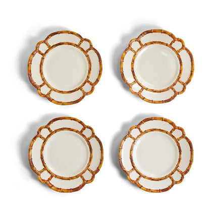 Two's Company Set of 4 Bamboo Touch Dinner Plate