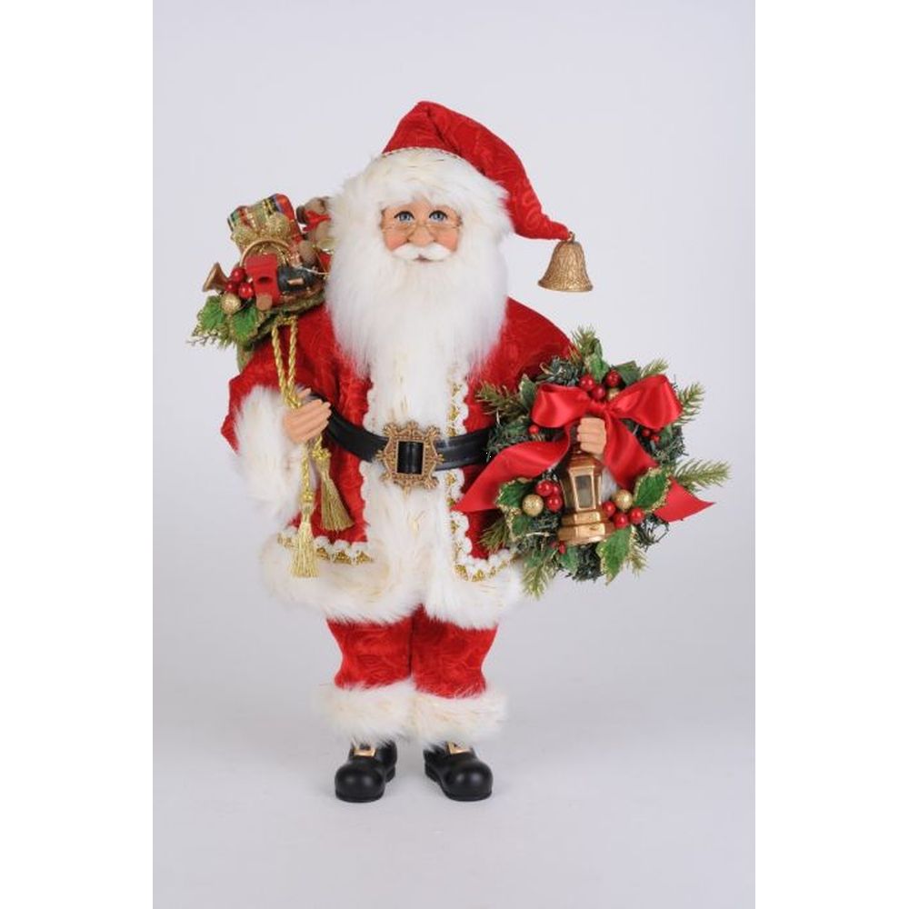 Karen Didion Lighted Berry Wreath Santa Figurine