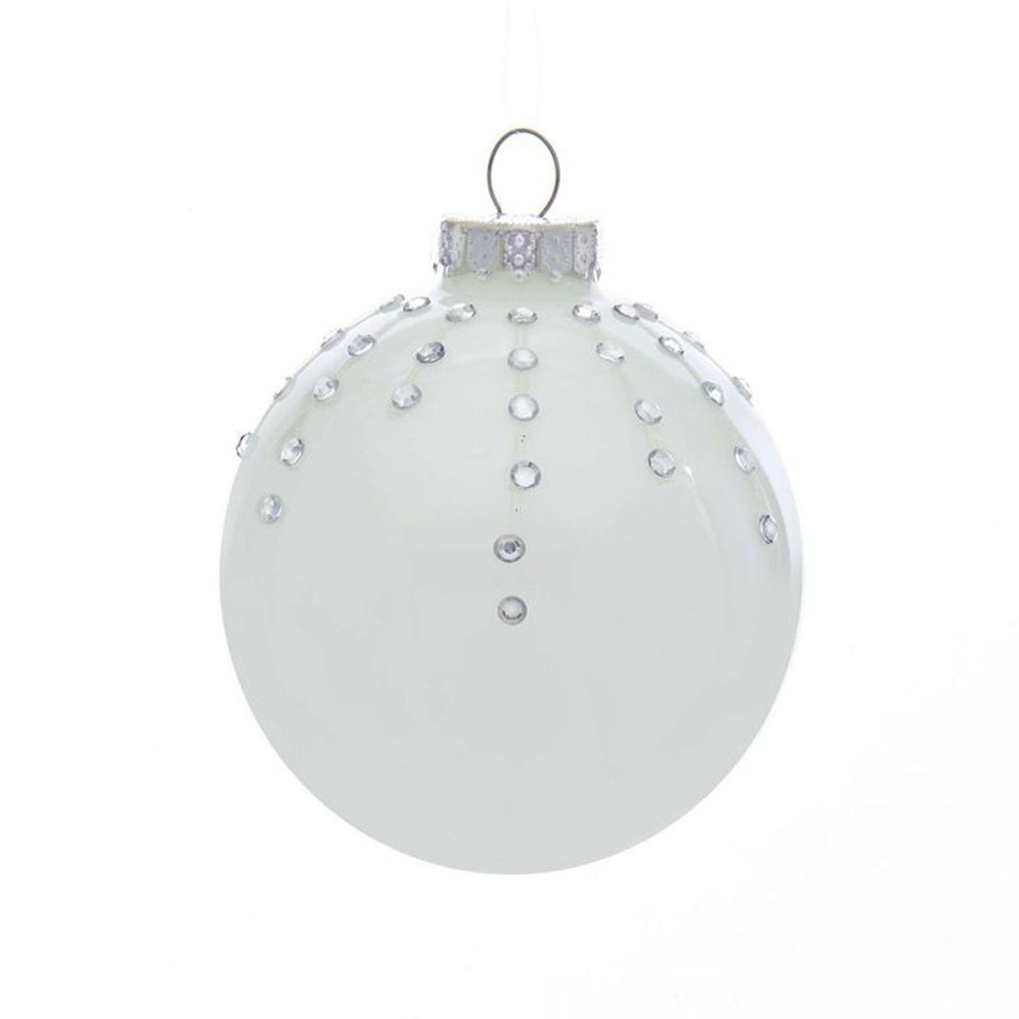 Kurt Adler 80Mm Glass Pearl White Ball Ornament, Set of 6