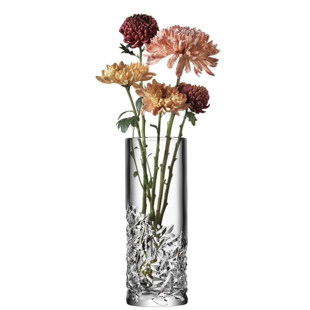 Orrefors Carat Vase Cylinder Lower Cut, Glass, Clear
