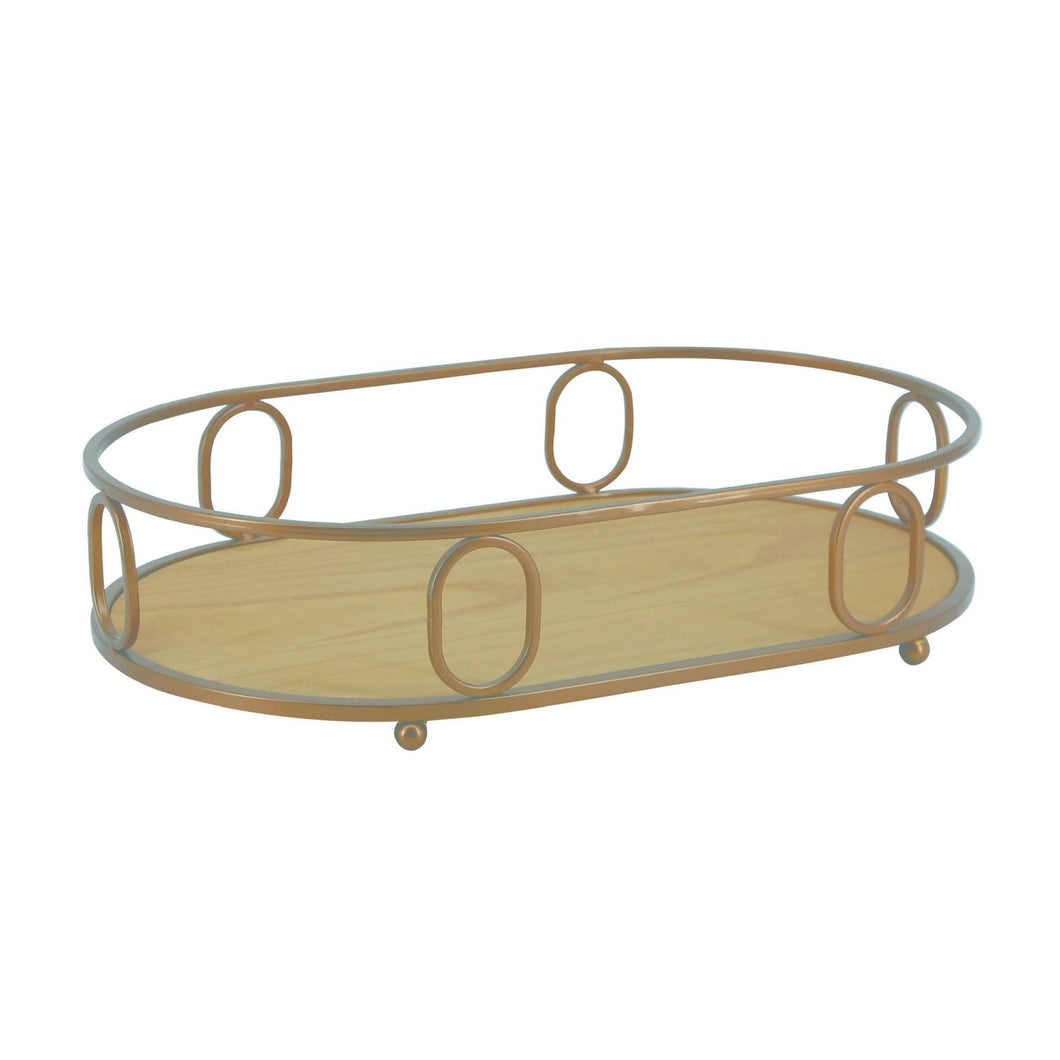 Transpac MDF Tray With Gold Accent Decor