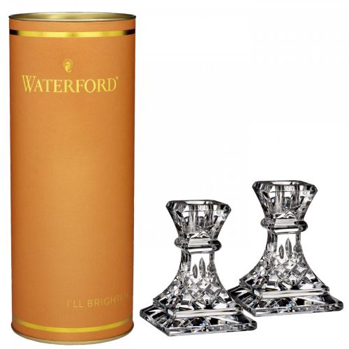 Waterford Giftology Lismore Candlestick Pair 4in, Orange Box