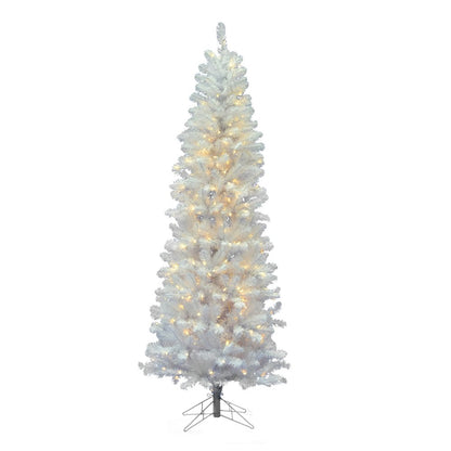 Vickerman 5.5' White Salem Pencil Pine Christmas Tree, Pure White LED Lights
