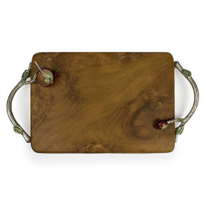 Quest Collection Pomegranate Wood Tray with Attached Bowl