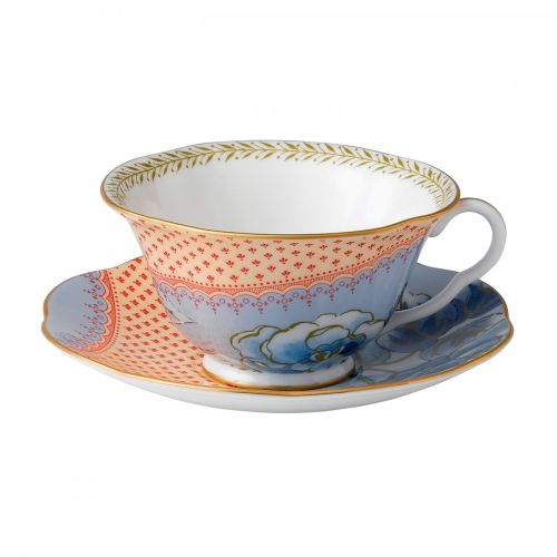 Wedgwood Butterfly Bloom Teacup & Saucer Set Blue Peony