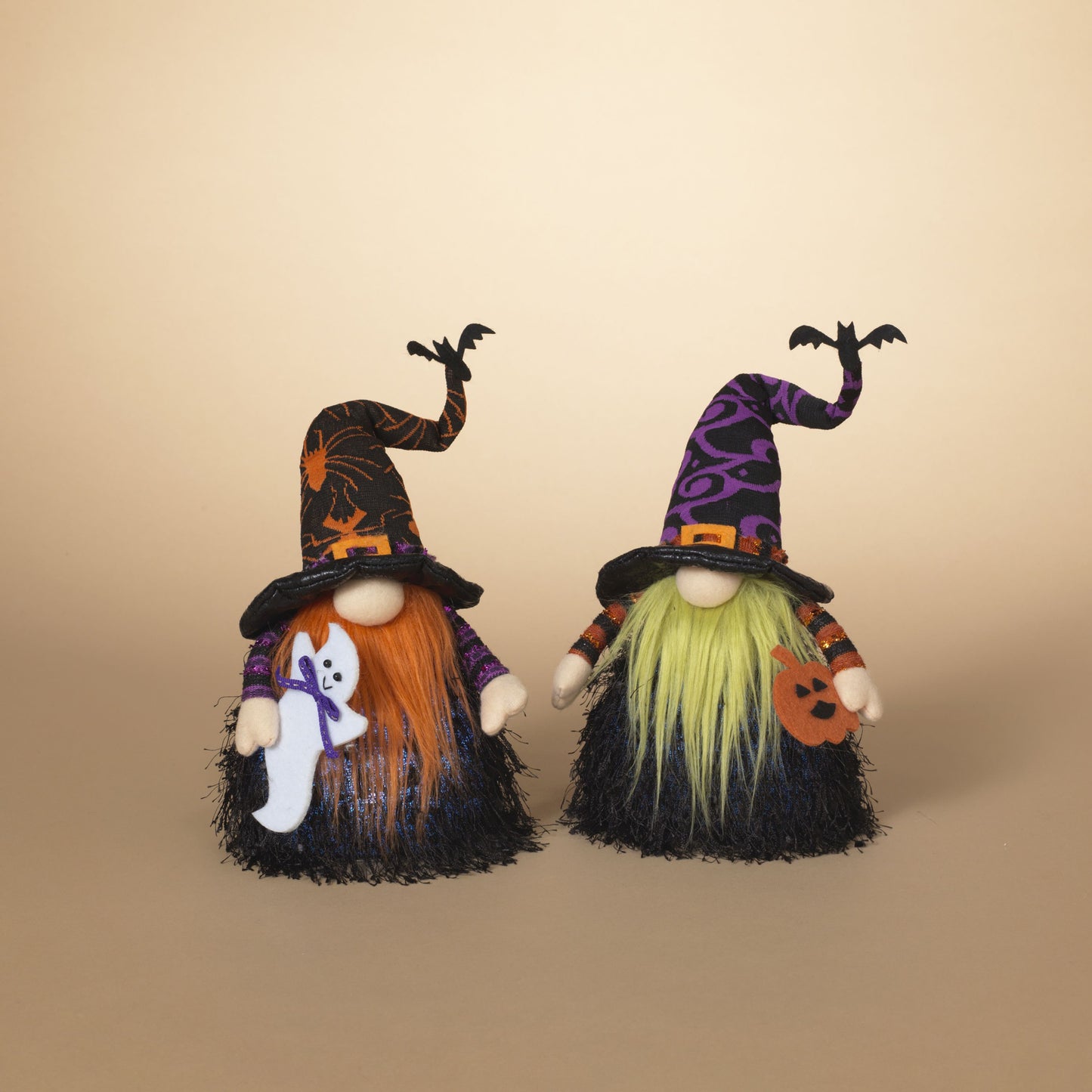 Gerson Company 13"H B/O Multi-Color Led Lighted Plush Halloween Gnome, 2 Asst