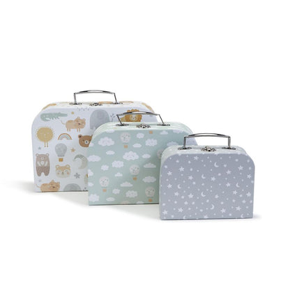 Two's Company Set Of 3 Nesting Storage Suitcase Boxes Incl 3 Sizes/Patterns