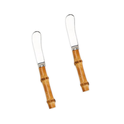 Two's Company Set Of 2 Natural Bamboo Handle Spreaders On Gift Card