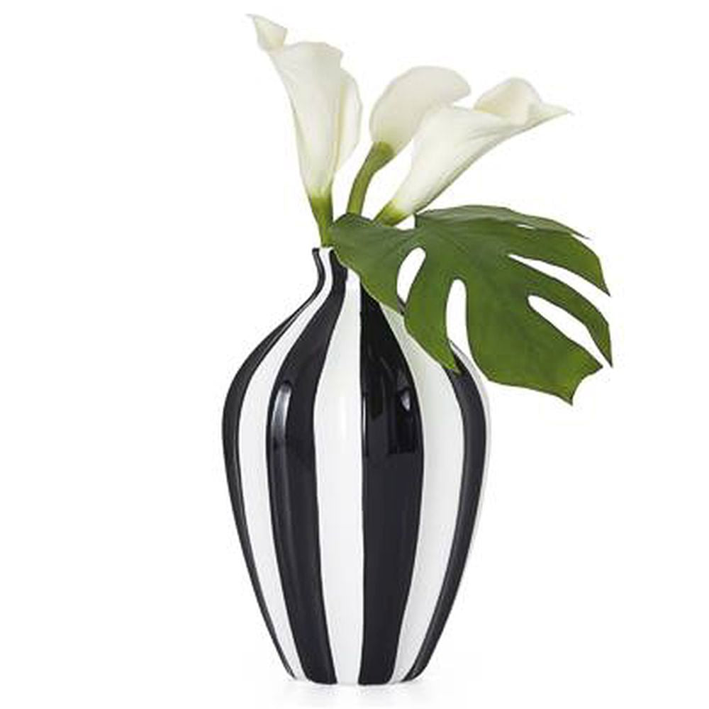 Torre & Tagus Abstract Black Band Ceramic Gourd Vase
