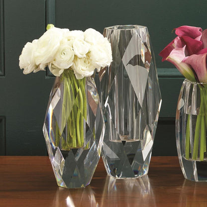 Two's Company Oval Faceted Set of 2 Vases