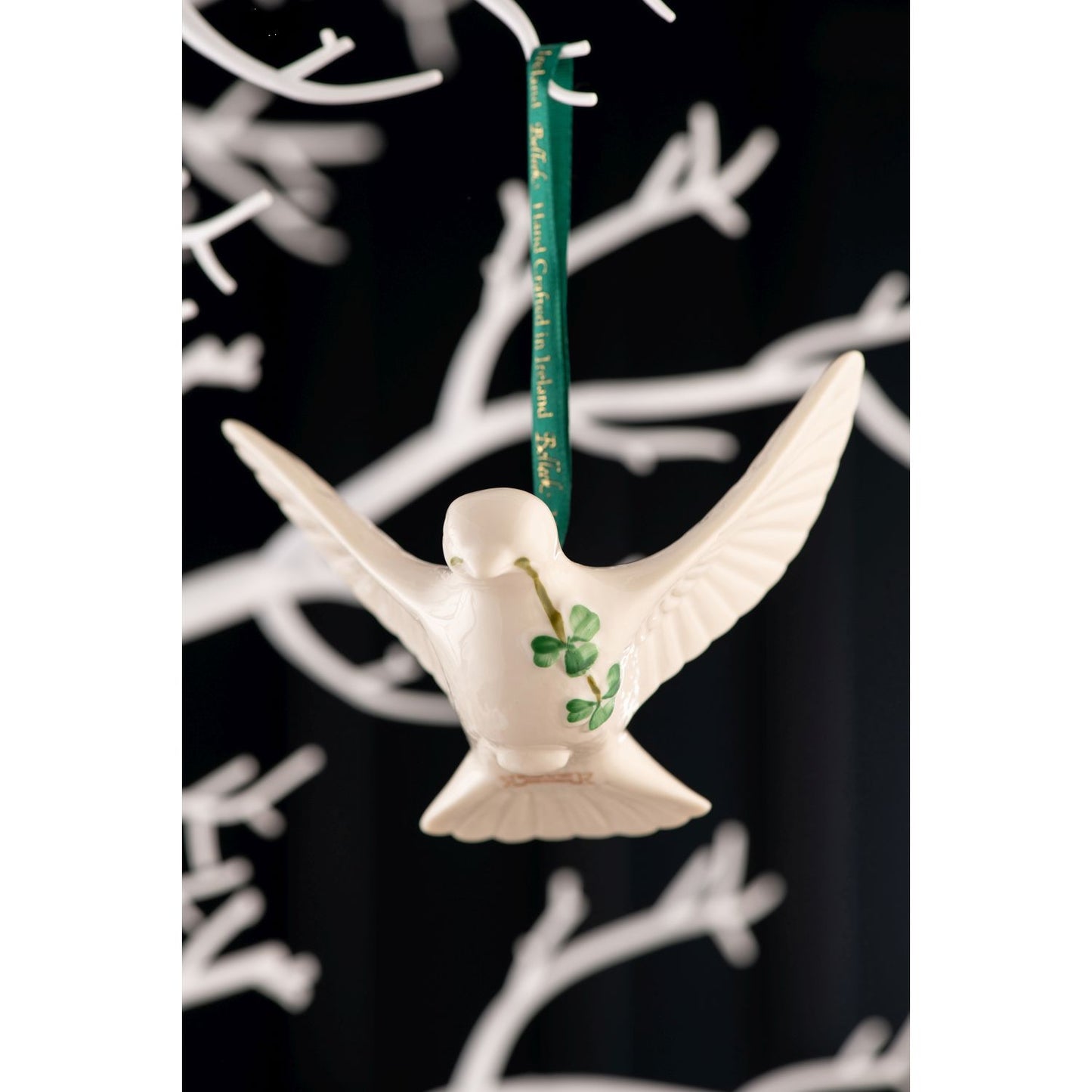 Belleek Classic Christmas Ornaments - Dove Ornament, 3.5”(L) x 4.6”(W) x 3.3”(H)