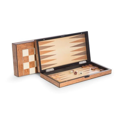 Bey Berk Lacquer Finished Wood Backgammon & Chess Set