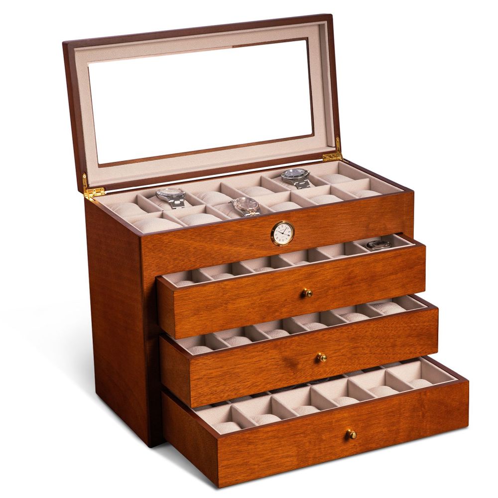 All in Time Watch Box, 48 Watch Slots, Wood