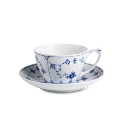 Royal Copenhagen Blue Fluted Plain Teacup & Saucer, Porcelain