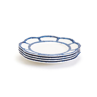 Two's Company Set of 4 Blue Bamboo Touch Accent Plate