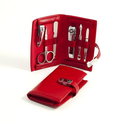 Bey Berk 6 Piece Manicure Set In Red Leather Case