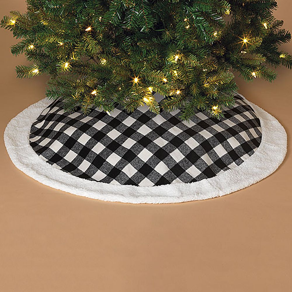 Gerson Company 48" Plaid Tree Skirt with Sherpa Border