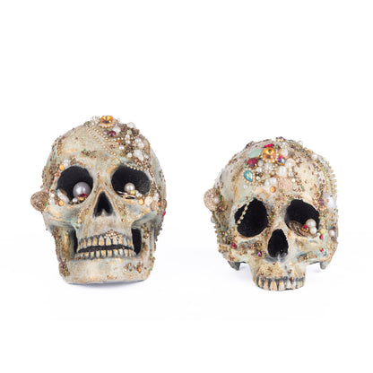Treacherous Treasure 2024 Tabletop Jewel Encrusted Skulls Assortment Of 2, 7-in
