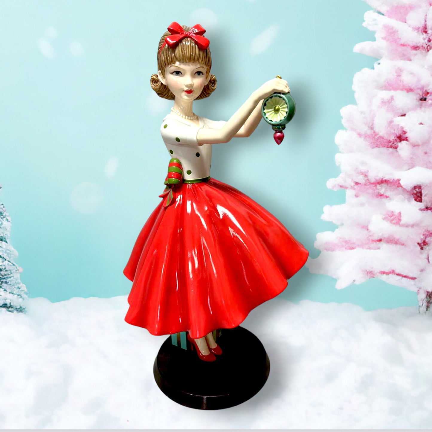 December Diamonds Retro Christmas 16.5-Inch Retro Girl With Ornament