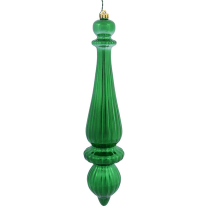 Vickerman 14" Green Shiny Finial Drop Ornament, Pack of 2, Plastic