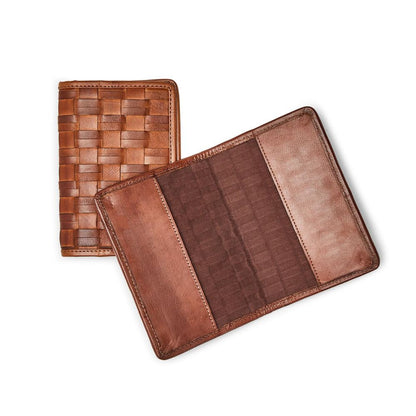 Two's Company Chestnut Woven Leather Passport Holder Assorted 2 Patterns