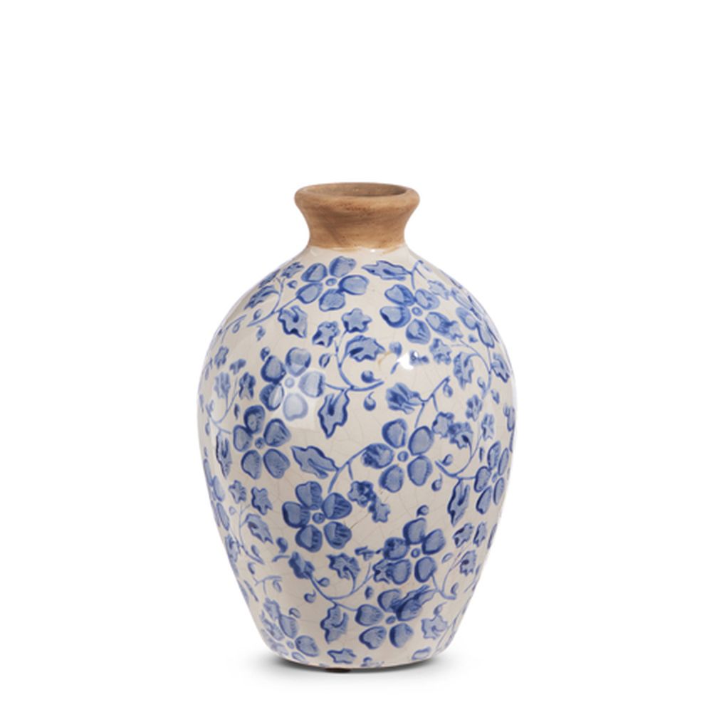 Raz Imports 2024 The English Manor Blue And White Floral Vintage Vase