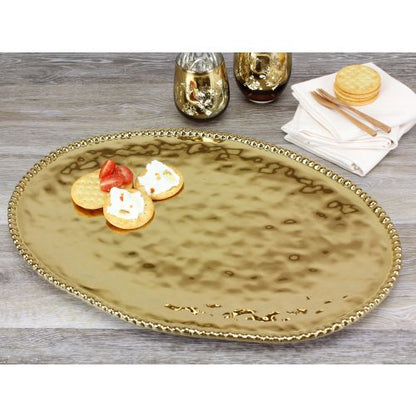 Pampa Bay Monaco Porcelain Large Oval Platter, Gold, 18.5 inches