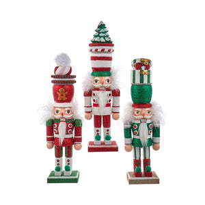 18" Hollywood Nutcrackers Red/Green/White Whimsical Hat, Set Of 3, Assortment