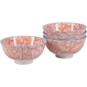 BIA Cordon Bleu Set of 4 Ooh La Porcelain Bowl, Red