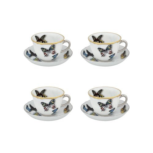Vista Alegre Christian Lacroix Butterfly Parade Coffee Cup & Saucer, Set of 4