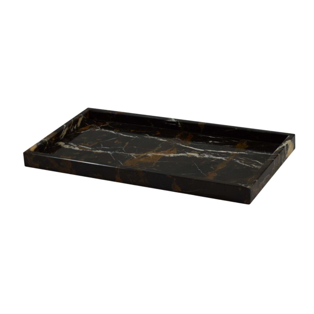 Marble Crafter Myrtus Collection Black & Gold Marble Amenity Tray