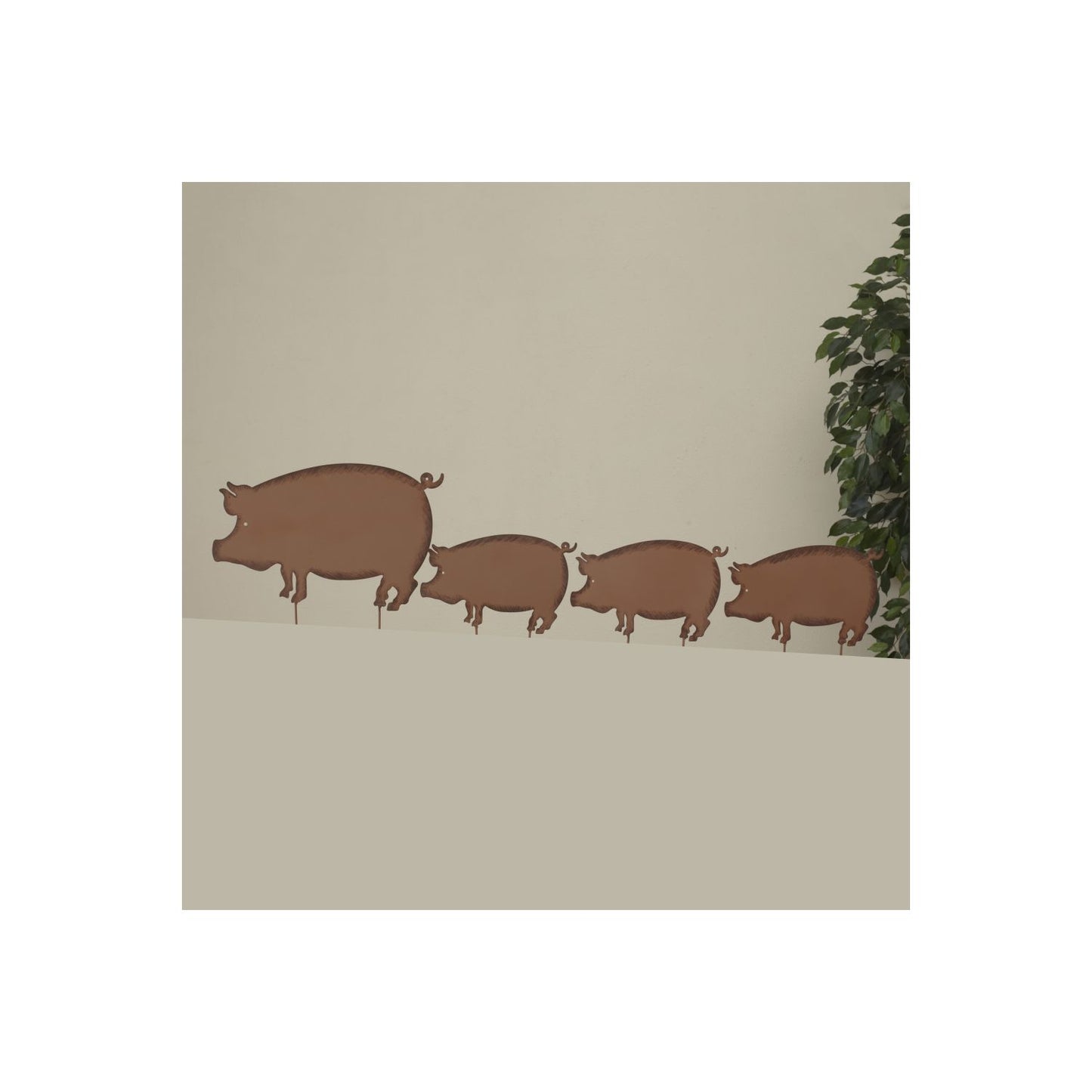 Gerson Company Set of 4 Mother & Baby Pigs Garden Stakes